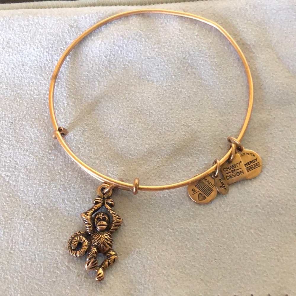 Alex & Ani Antique Gold Monkey Charm Bracelet